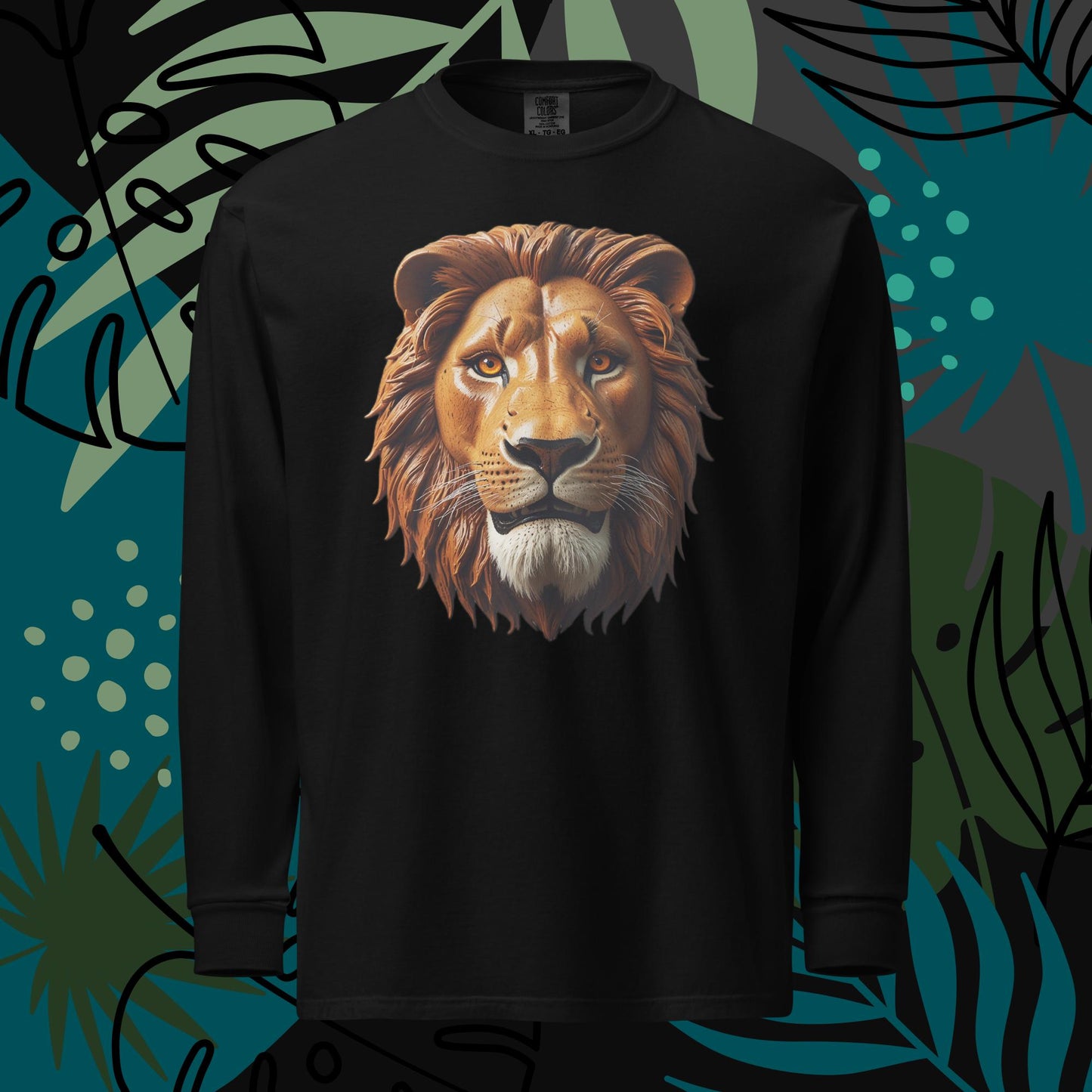 Camisa de manga comprida pesada tingida em tecido Lion