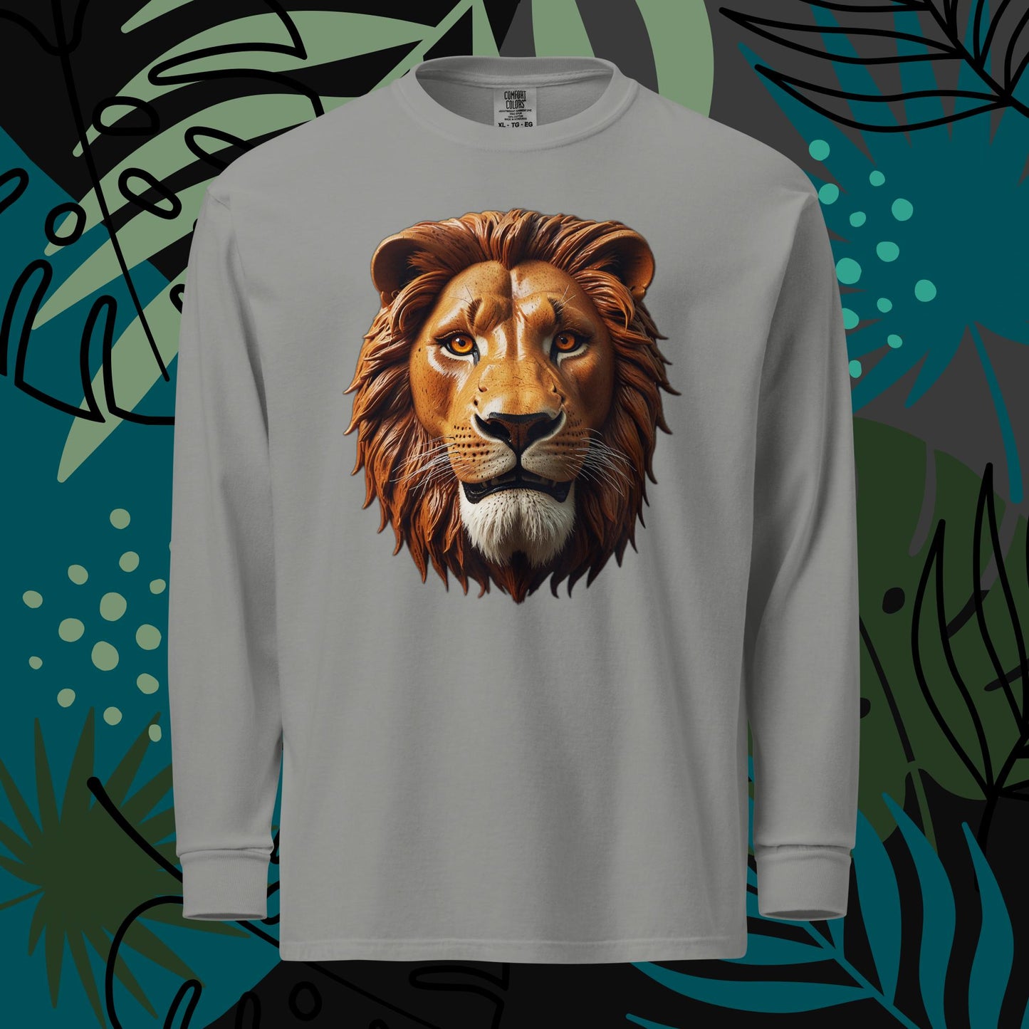 Camisa de manga comprida pesada tingida em tecido Lion