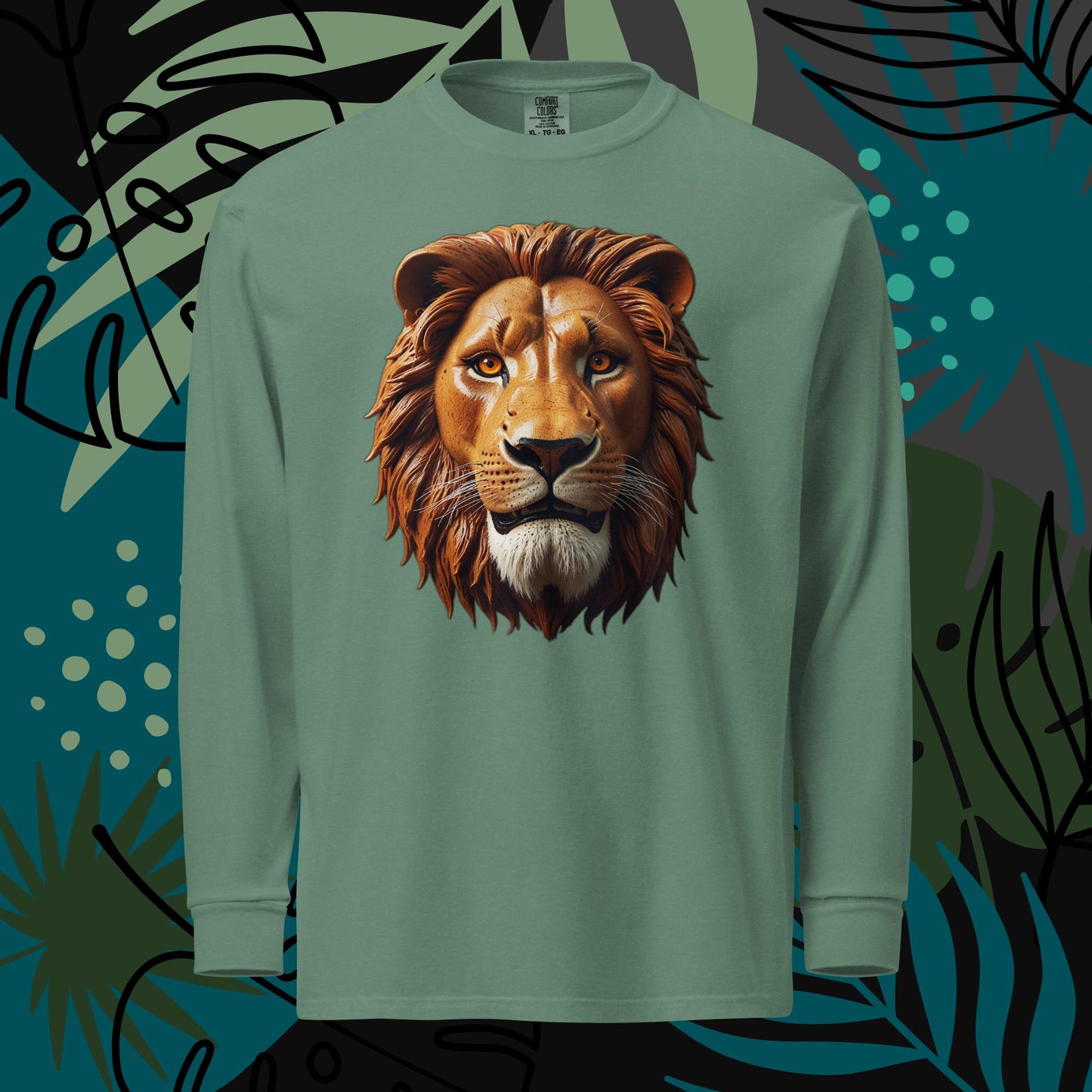 Camisa de manga comprida pesada tingida em tecido Lion