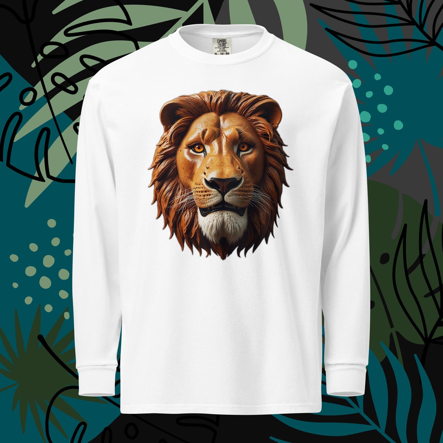 Camisa de manga comprida pesada tingida em tecido Lion